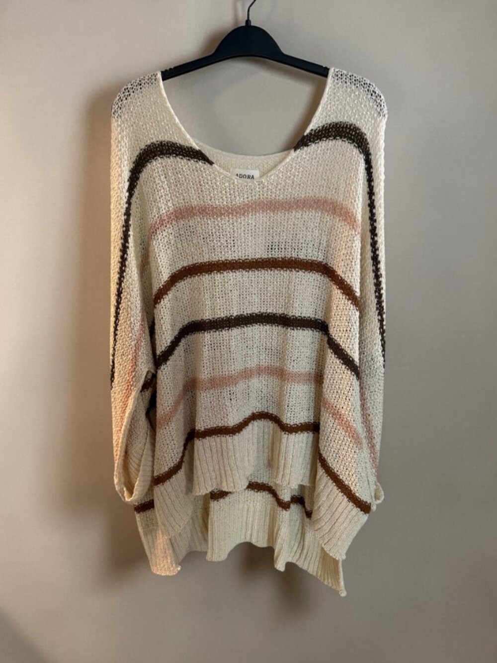 Women's Adora Boutique Ivory Striped Knit Sweater Size 2X NWT